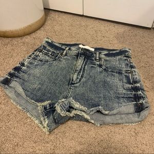 Garage acid washed jean shorts